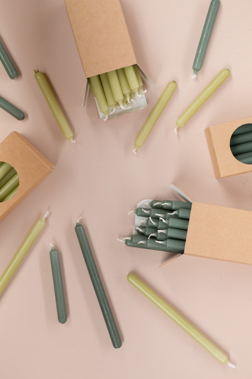 Potloodkaarsjes - olive (20 stuks)