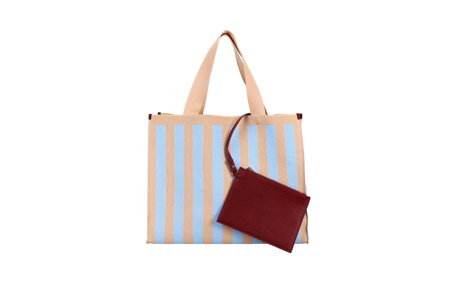 shopper | knitted stripes | marzipan + sky