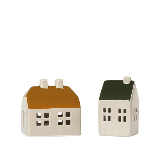 Bo Candle Houses - golden brown & grape