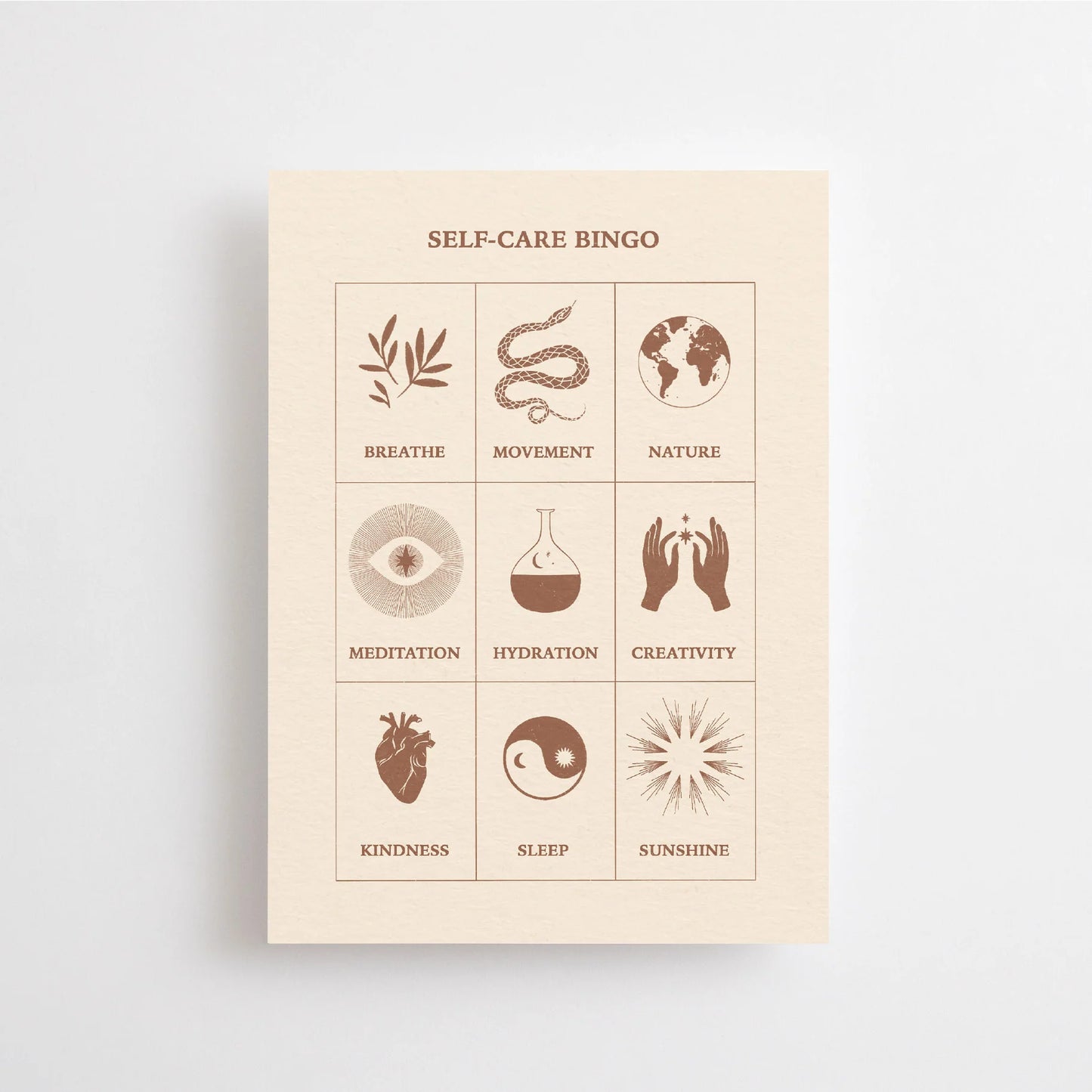 Postkaart 'Self-care bingo'