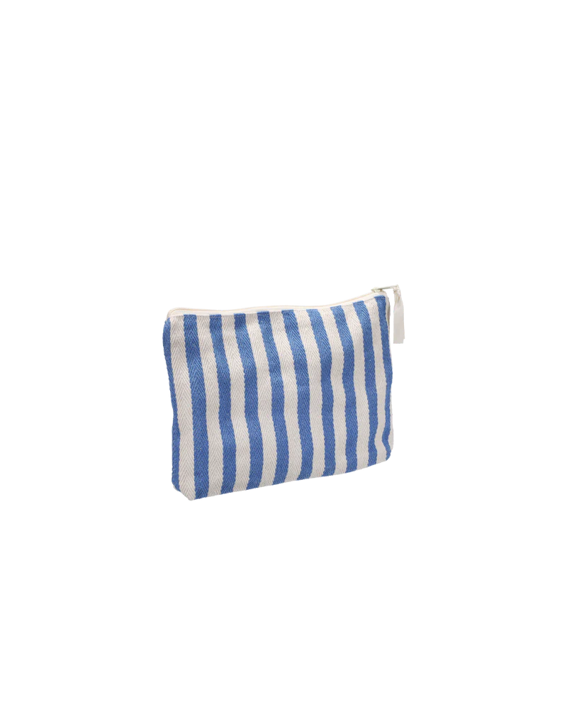 Lichtblauw gestreept katoenen (toilet)tasje