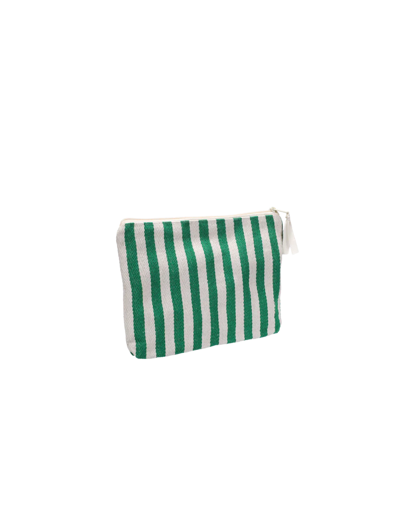 Groen gestreept katoenen (toilet)tasje