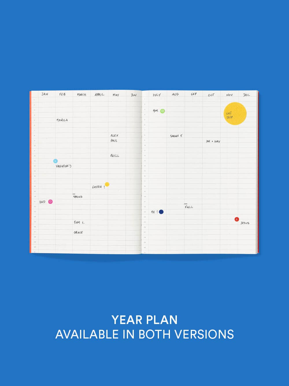 Ongedateerde planner (Elektrisch blauw)
