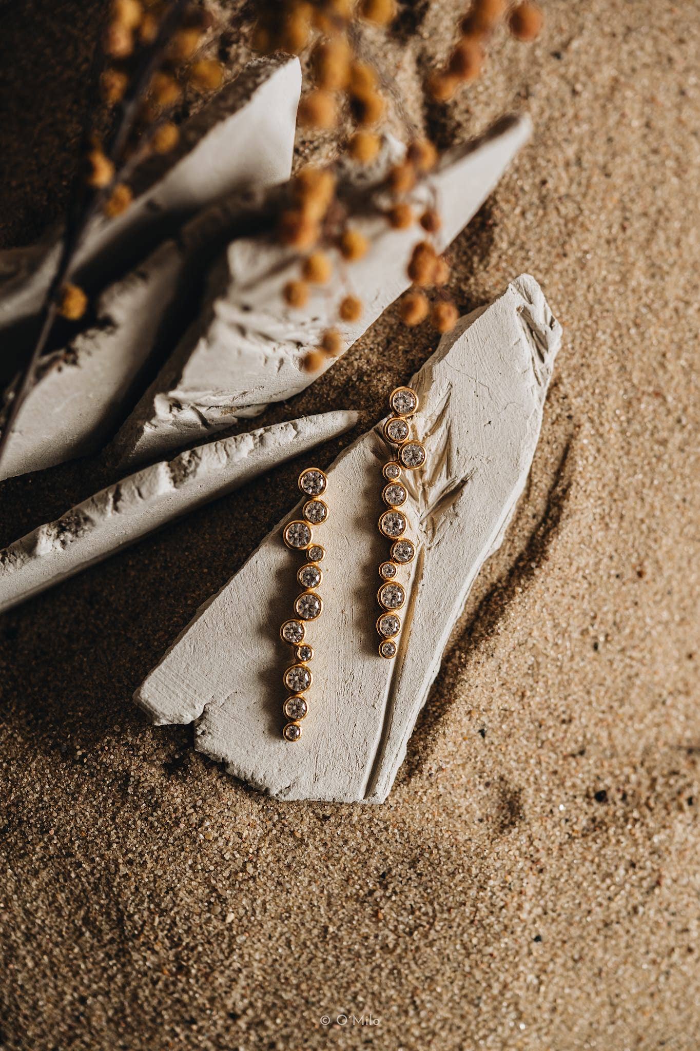 Trapsgewijze kristallen oorbellen. Eleonora