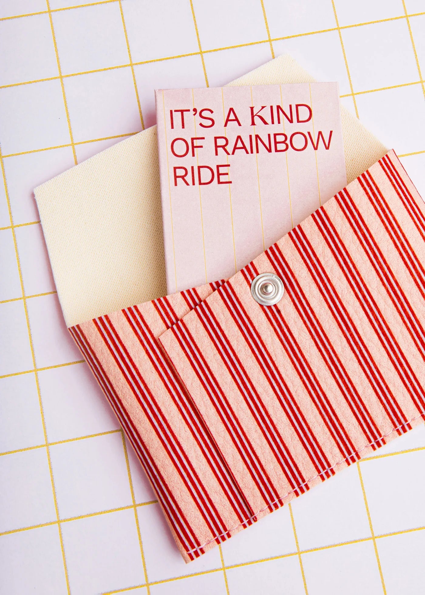 Portemonnee/kaarthouder met koraal & roze strepen