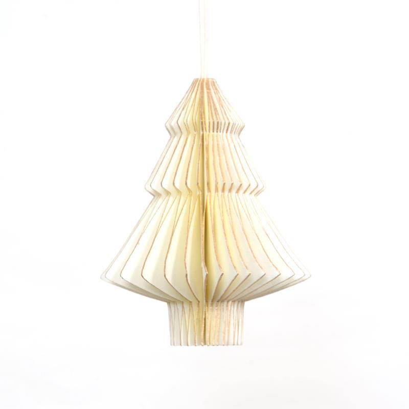 Kerstboom wit met een goudenrandje - handmade & fairtrade
