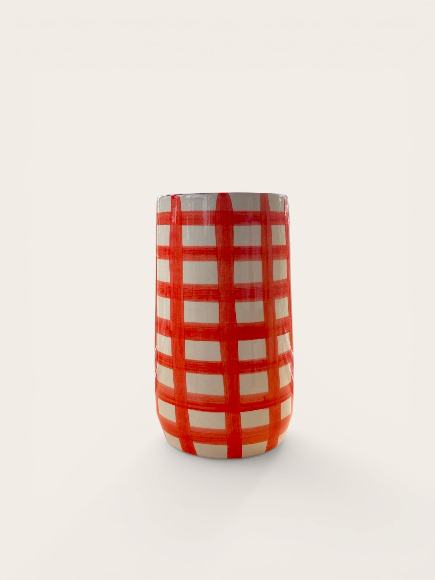 Strakke vaas / geriefhouder - Grote ruiten - Rood