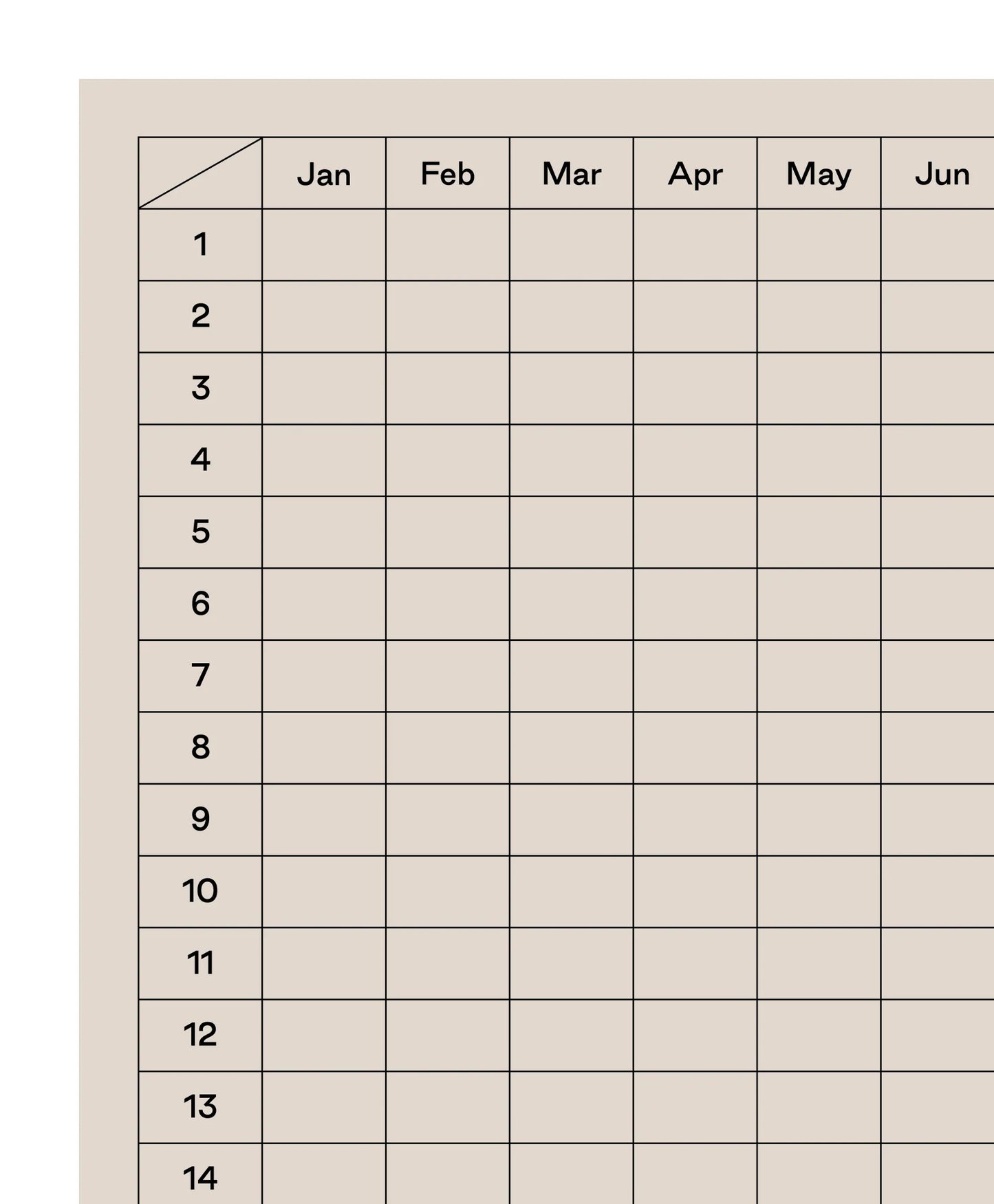Yearless Calendar