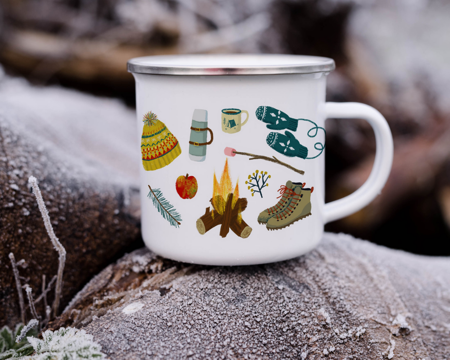 Emaille mok 'Wanderlust'