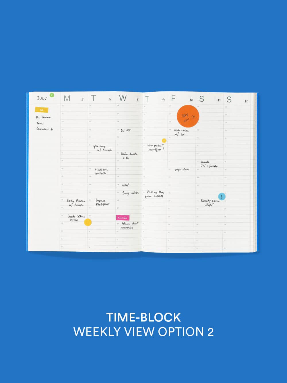 Ongedateerde planner (Elektrisch blauw)