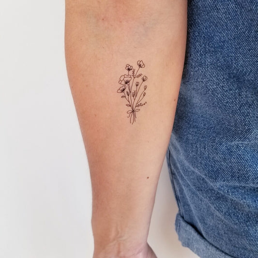 tijdelijk tattooboeket met wilde bloemen (set van 2)