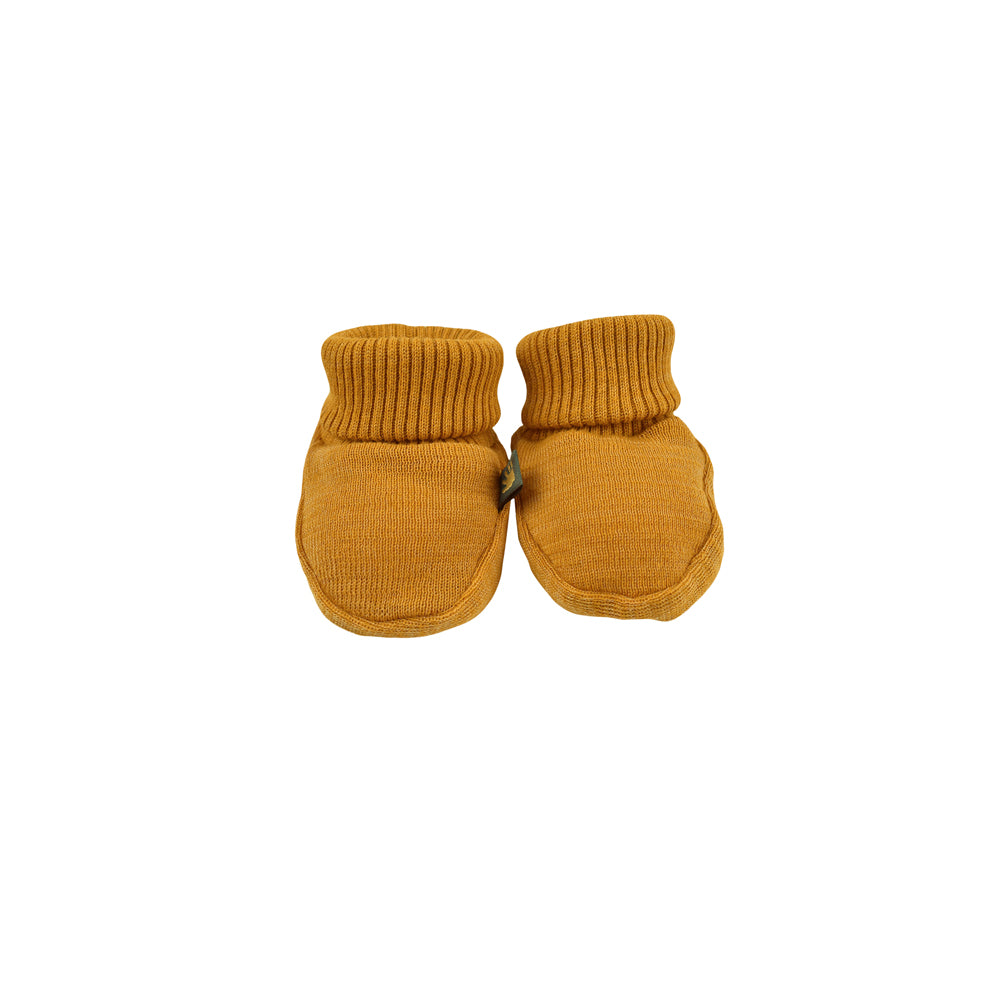 Slofjes/booties amber yarn - mustard sunset (0 - 6 M)