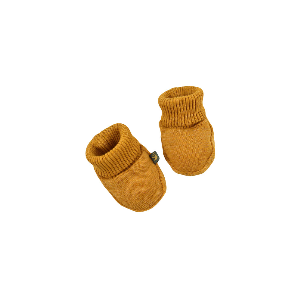 Slofjes/booties amber yarn - mustard sunset (0 - 6 M)