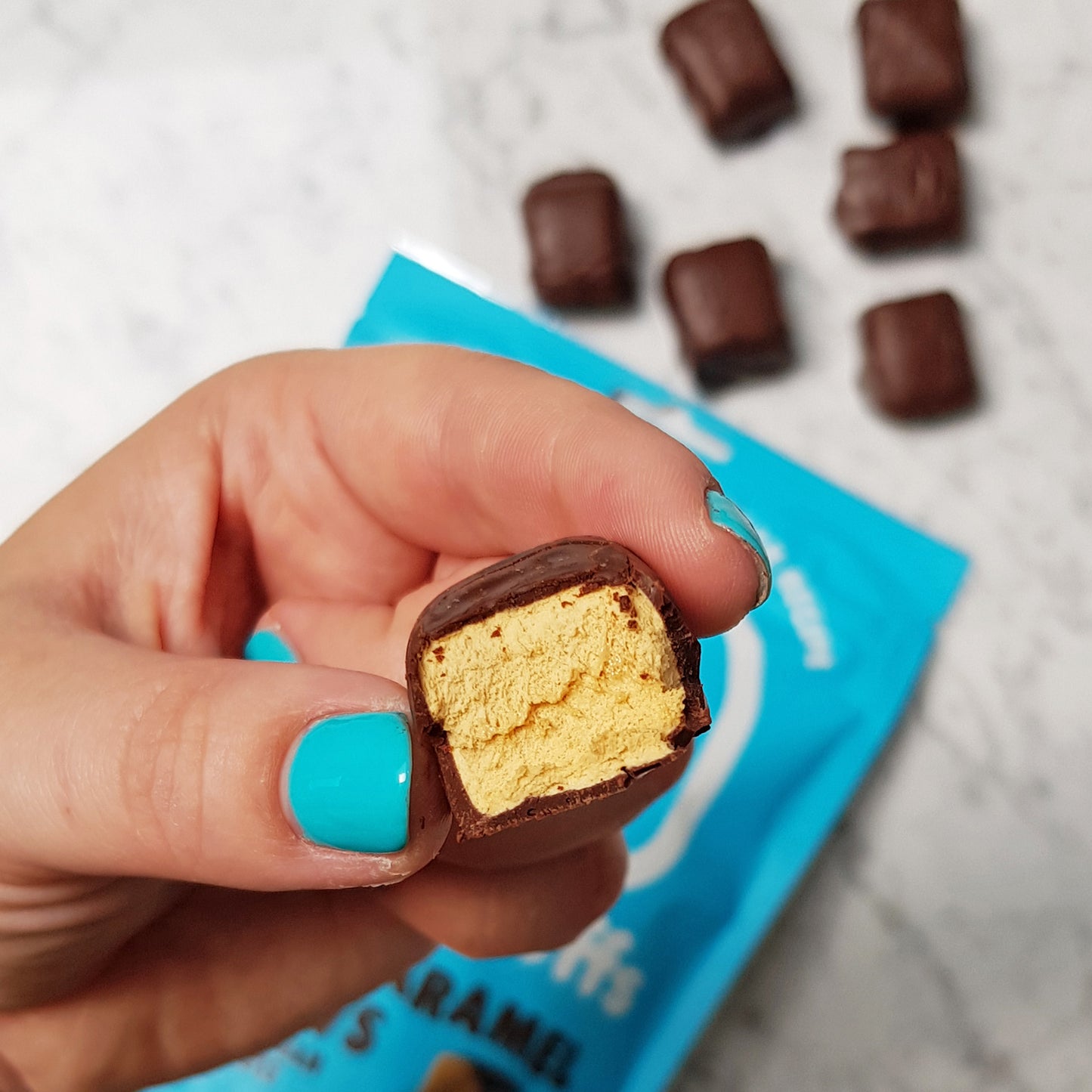 Salted Caramel Mallows dunked in Belgian Dark Chocolate