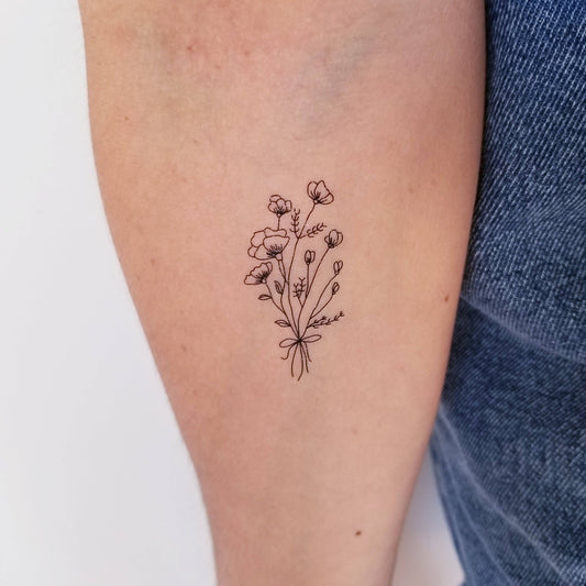 tijdelijk tattooboeket met wilde bloemen (set van 2)