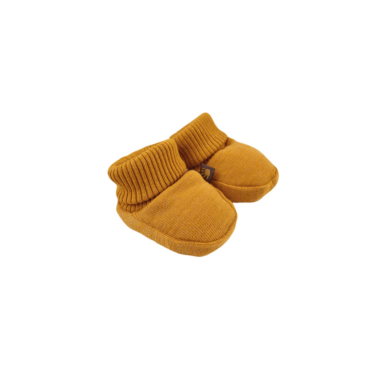 Slofjes/booties amber yarn - mustard sunset (0 - 6 M)