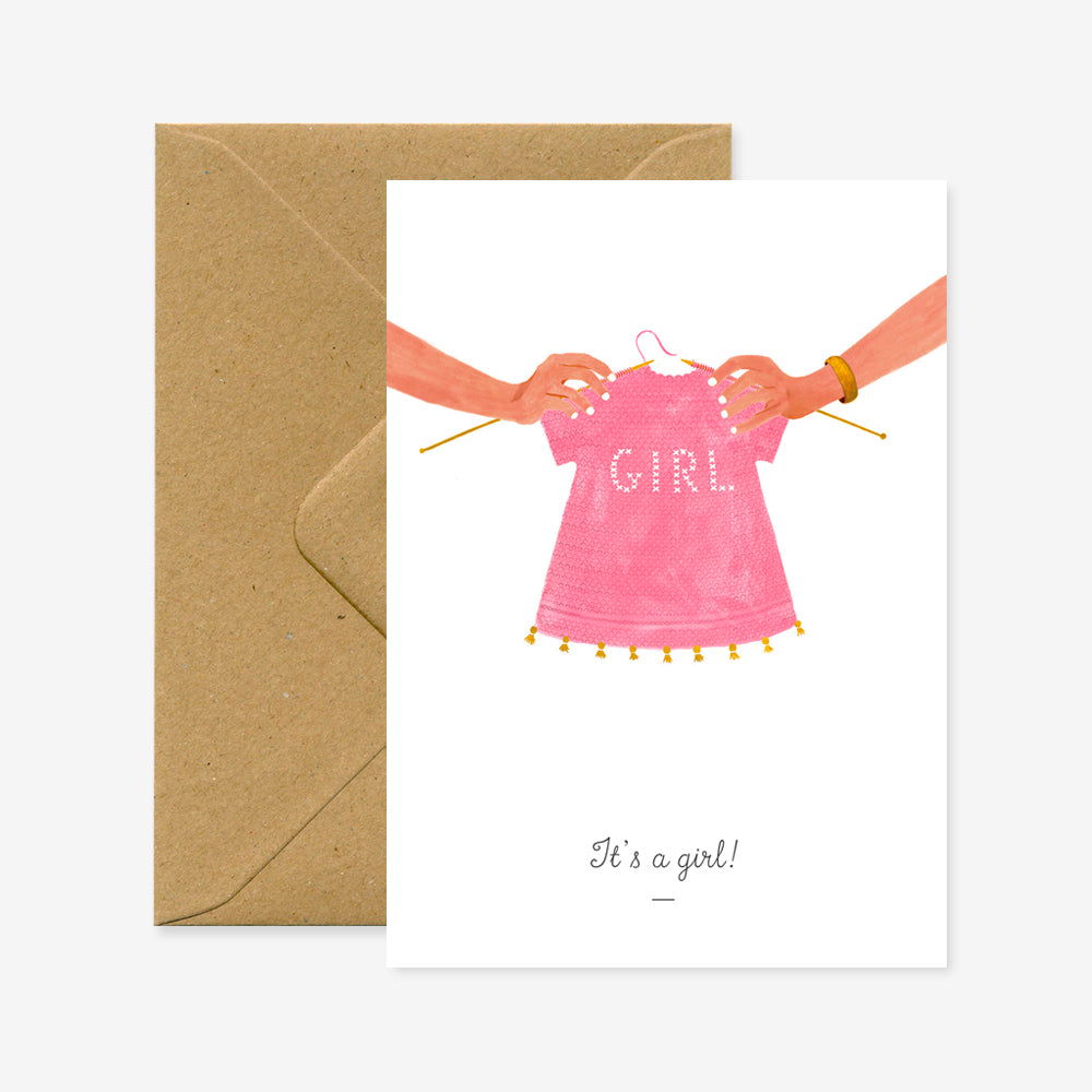Postkaart 'It's a girl'