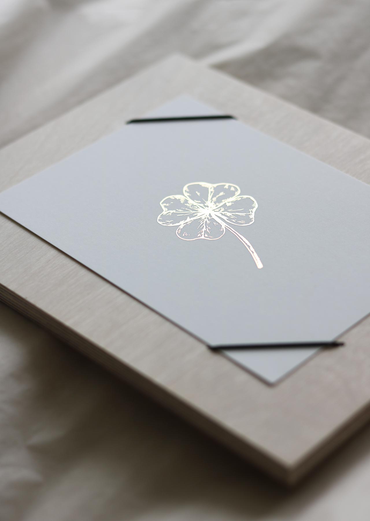 Postkaart 'Klavertje vier' - goudfolie