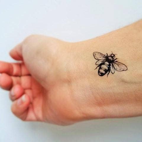 vintage bees tijdelijke tattoo in zwart (set van 6)