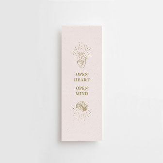 Kaartje/bladwijzer 'Open heart - open mind'