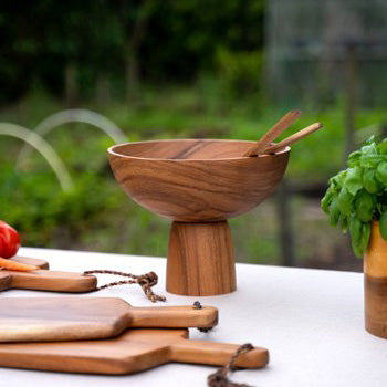 Fruitschaal acacia 'Pedestal round'