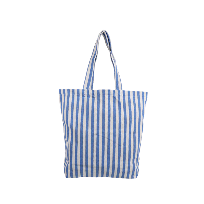 Blauw gestreepte katoenen shopper