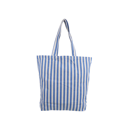 Blauw gestreepte katoenen shopper