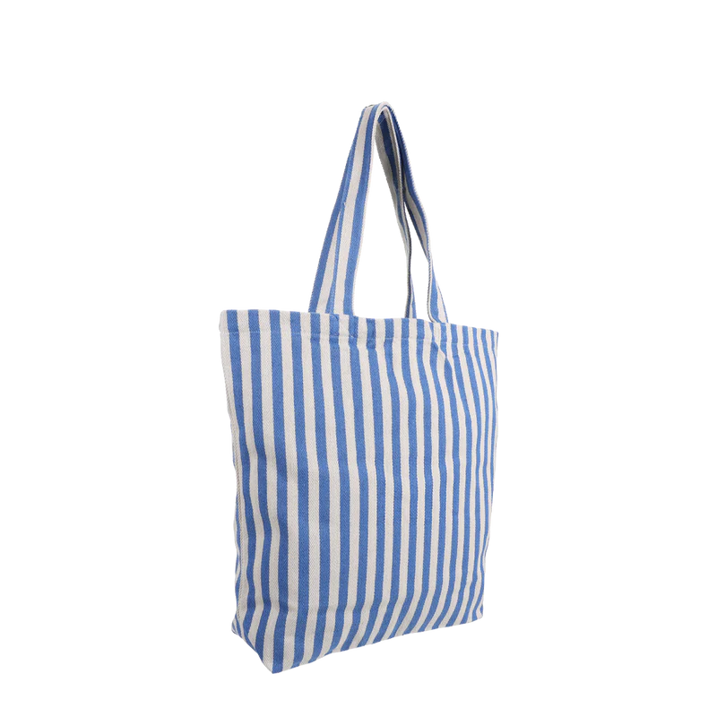 Blauw gestreepte katoenen shopper
