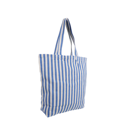 Blauw gestreepte katoenen shopper