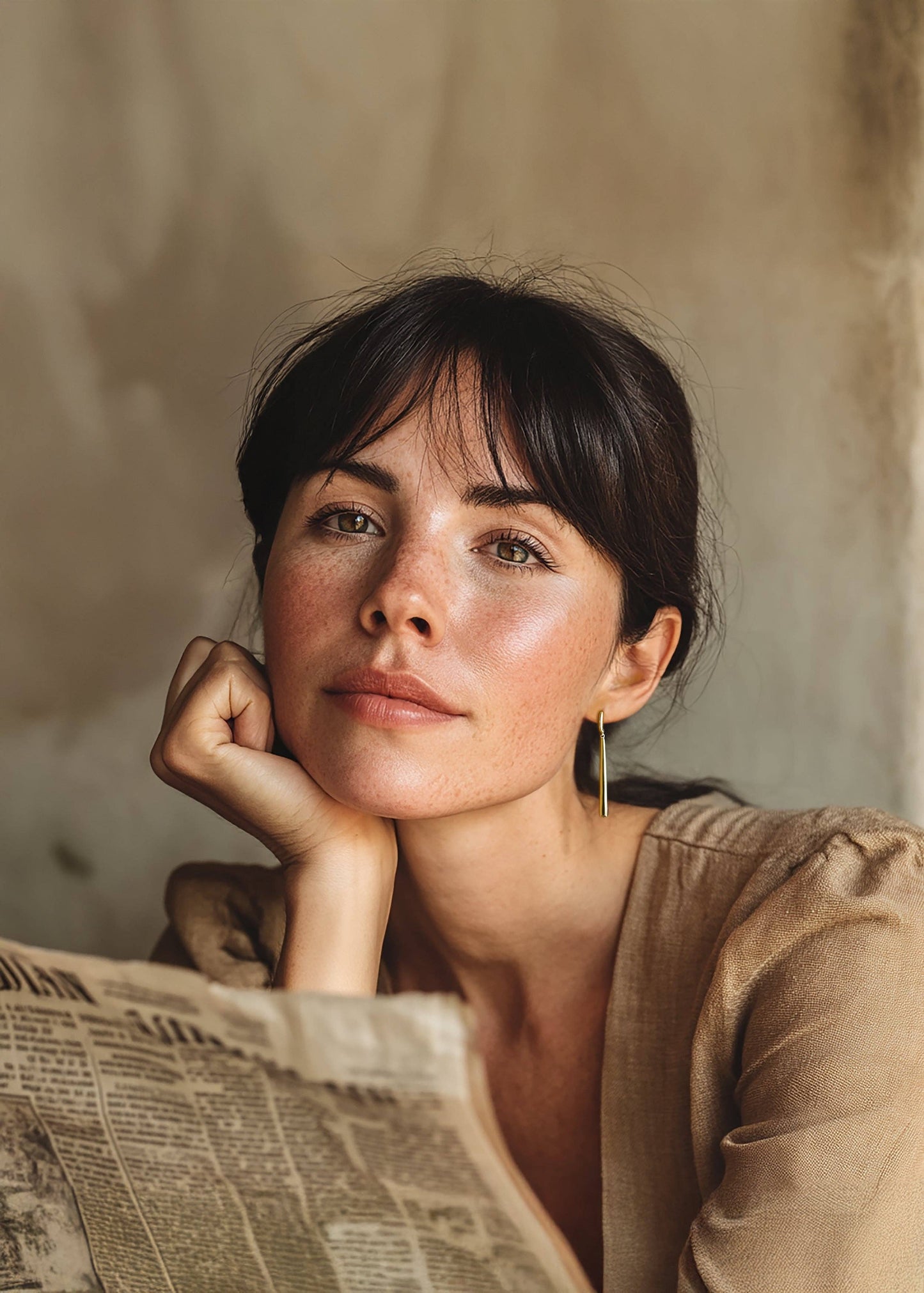 Gouden pendeloorbellen. Vela