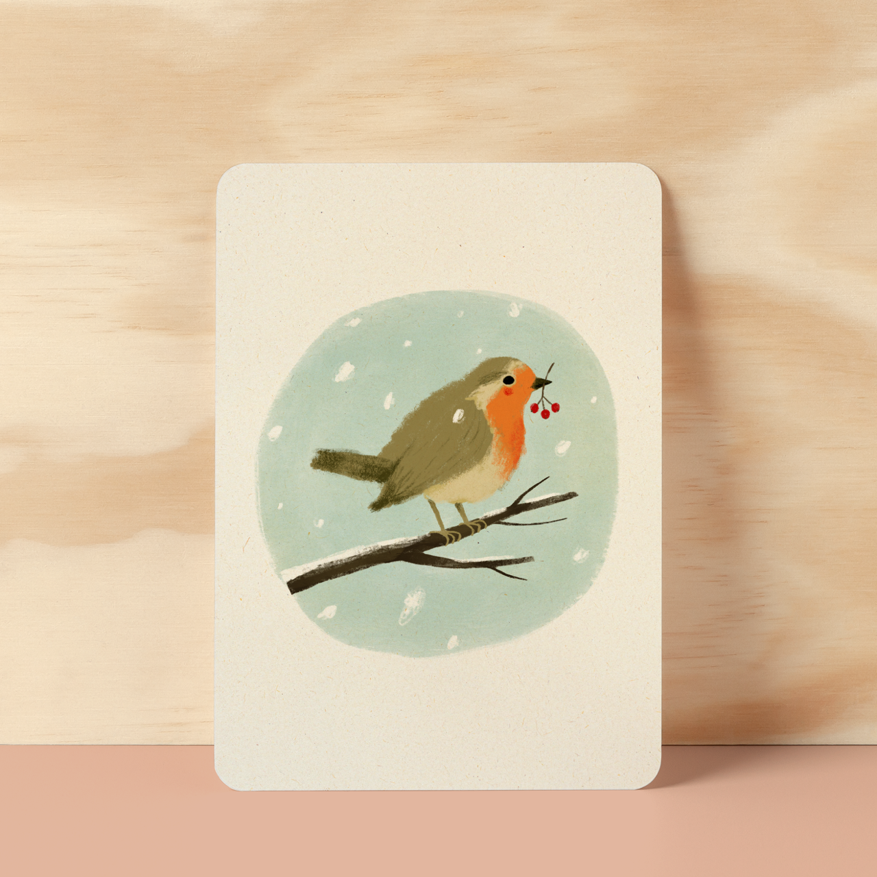 Postkaart  'Robin in the snow'
