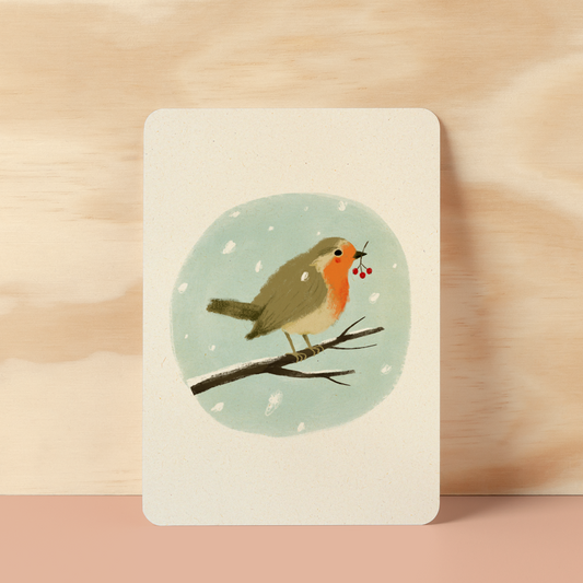 Postkaart  'Robin in the snow'