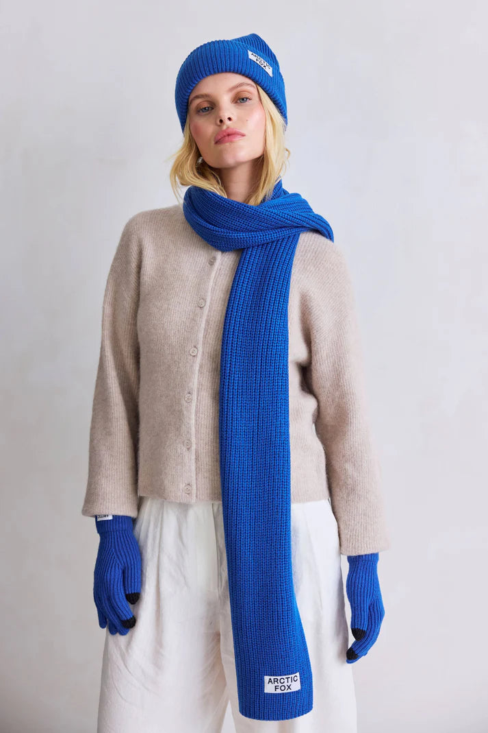 Sjaal, handschoenen en muts - oceaanblauw