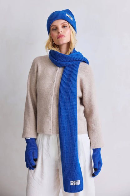 Sjaal, handschoenen en muts - oceaanblauw