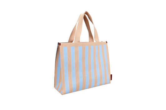 shopper | knitted stripes | marzipan + sky