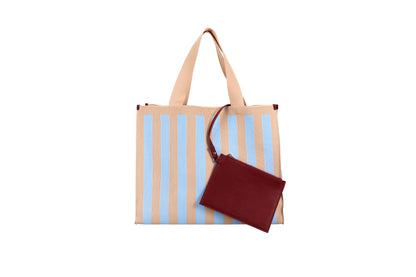 shopper | knitted stripes | marzipan + sky