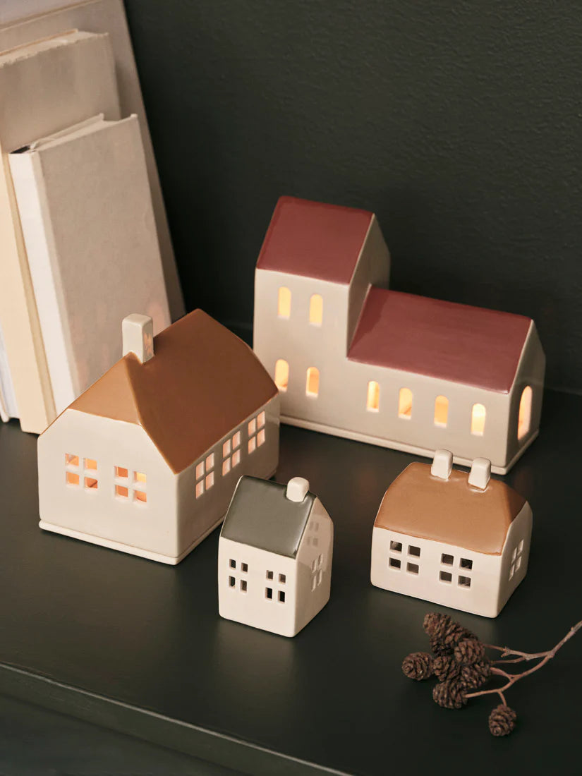 Bo Candle Houses - golden brown & grape