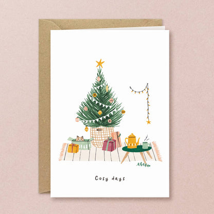 Kerstkaart kat in doos
