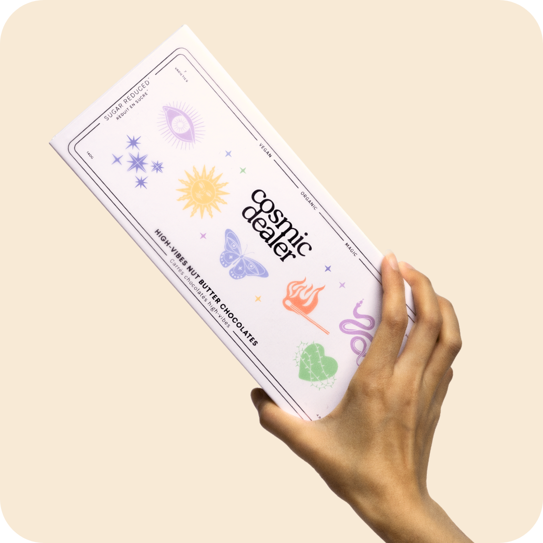 Doos met 7 stuks notenboterchocolaatjes  (bestsellersmaken)- Chakra-doos