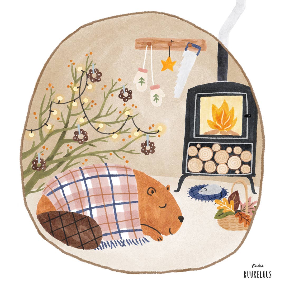 Kerstkaart bever