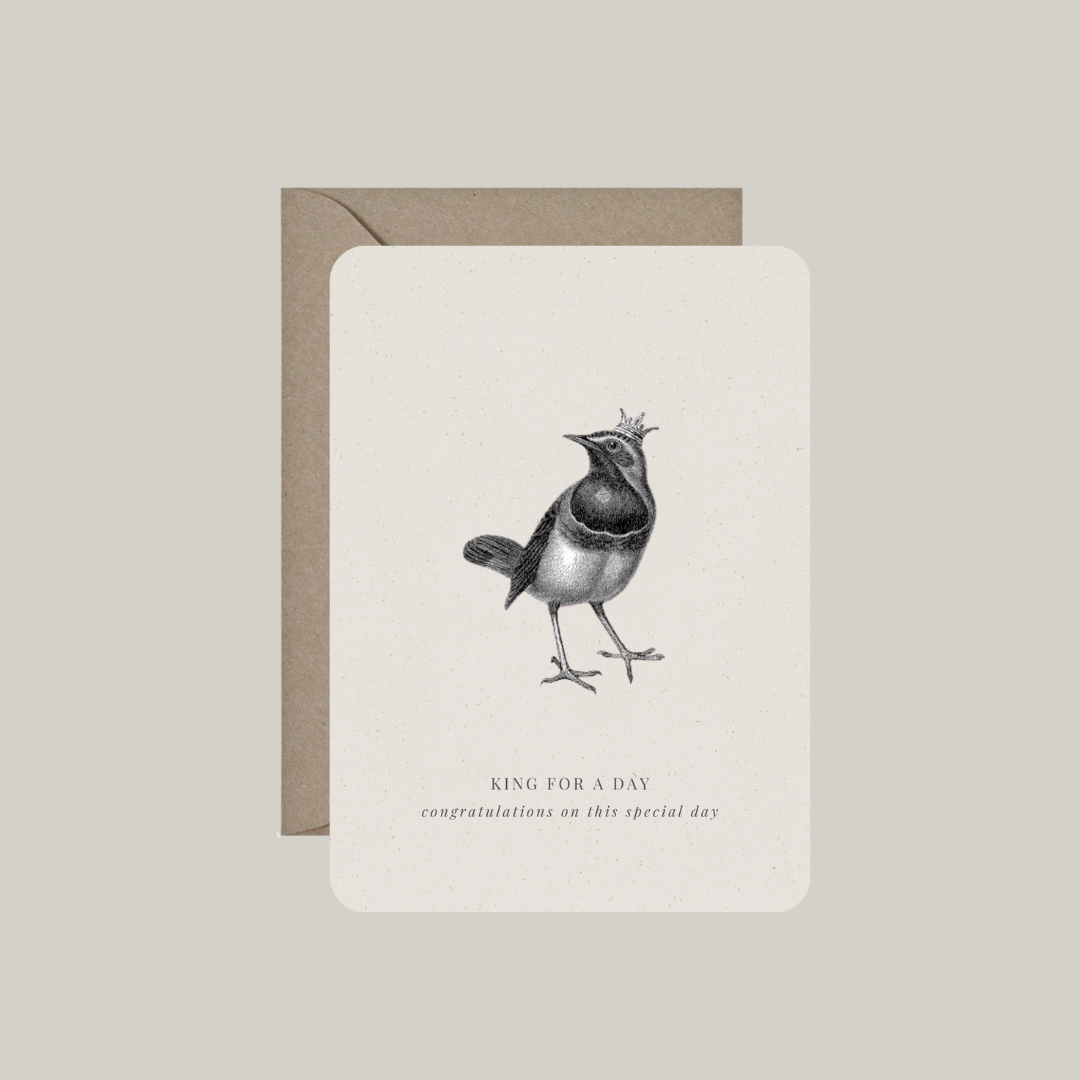 Postkaart 'king for a day' met enveloppe
