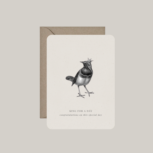 Postkaart 'king for a day' met enveloppe