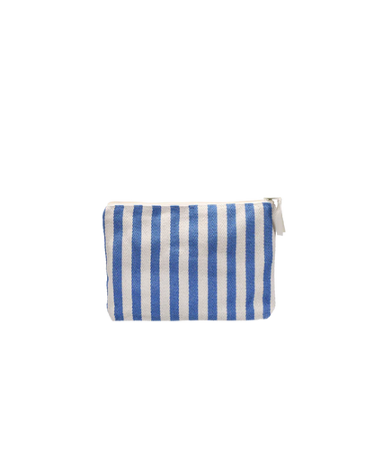 Lichtblauw gestreept katoenen (toilet)tasje