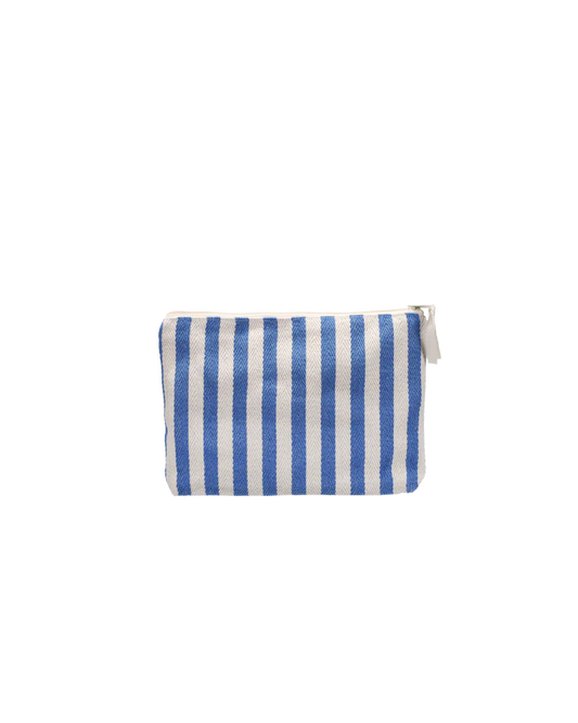 Lichtblauw gestreept katoenen (toilet)tasje