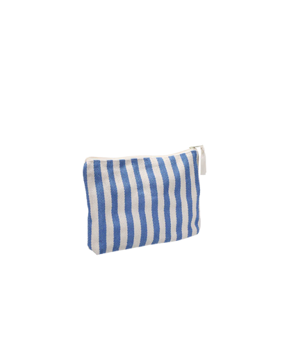 Lichtblauw gestreept katoenen (toilet)tasje