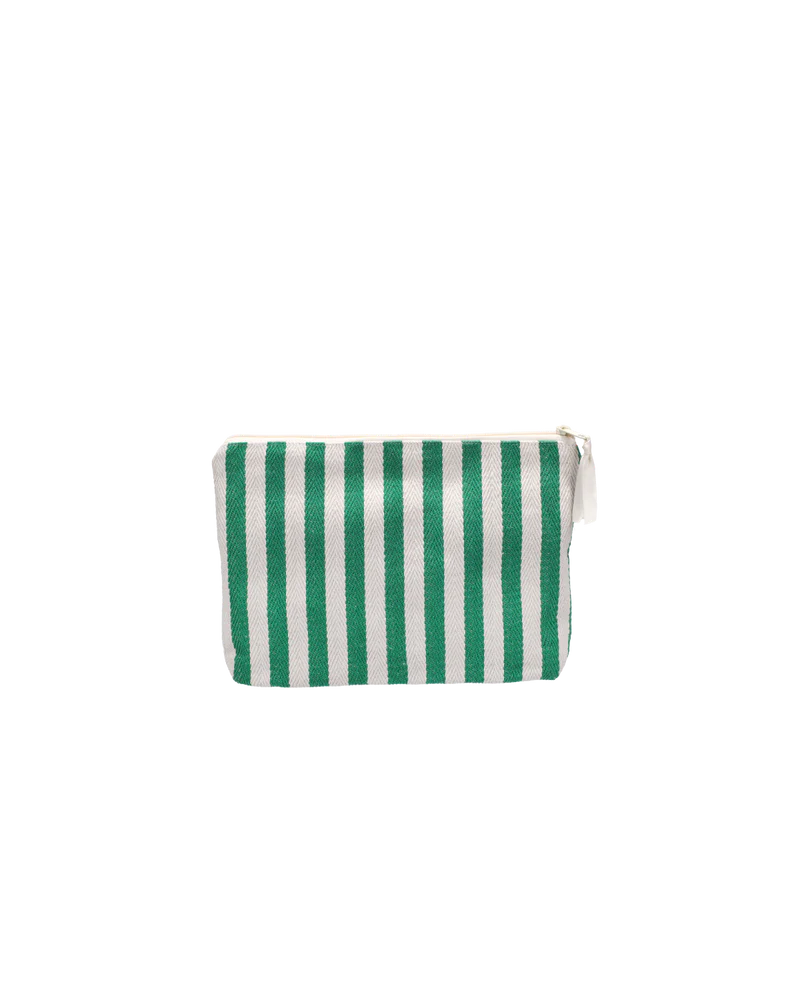 Groen gestreept katoenen (toilet)tasje