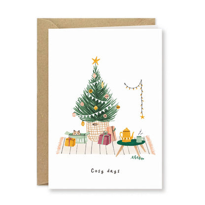 Kerstkaart kat in doos