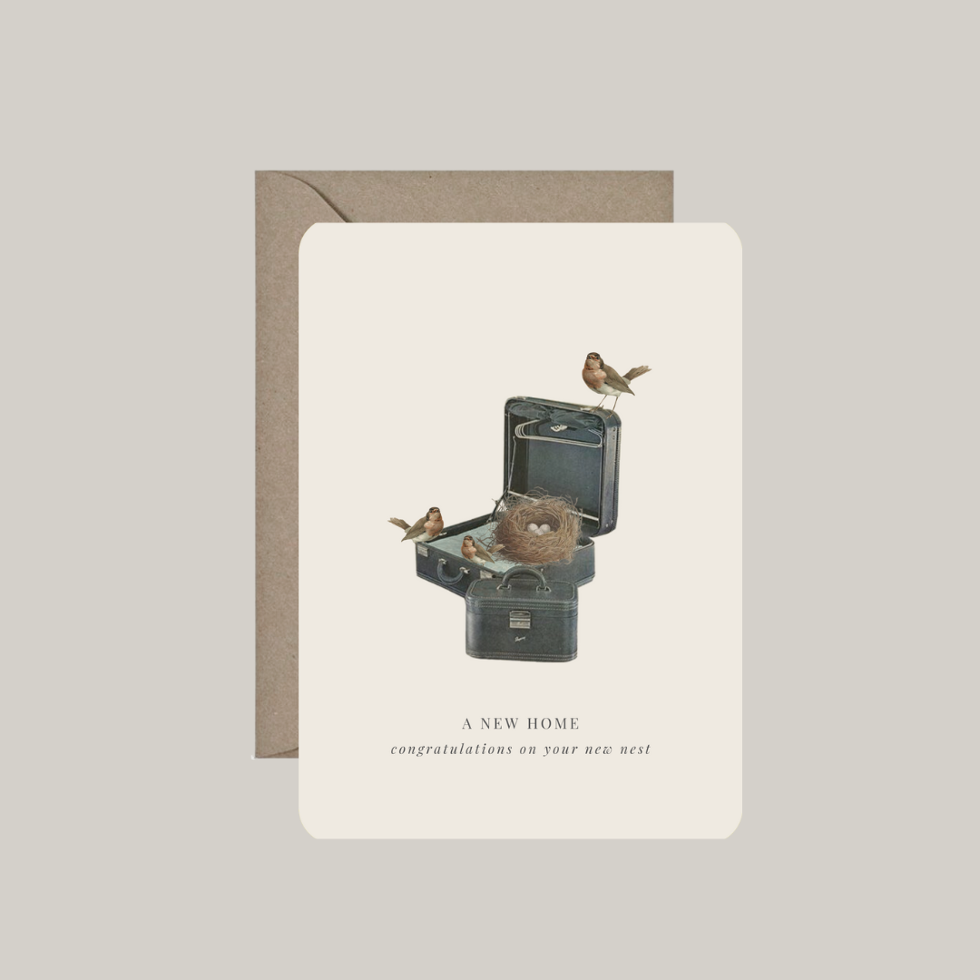 Postkaart 'a new home' met enveloppe