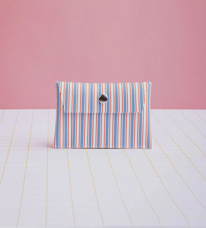 Portemonnee/kaarthouder met blauwe strepen