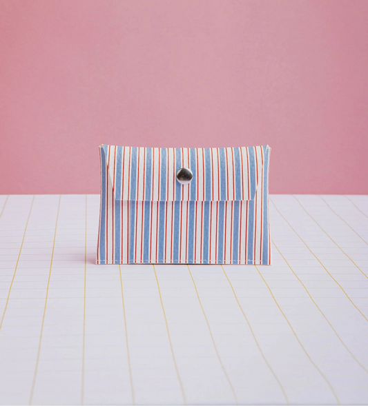 Portemonnee/kaarthouder met blauwe strepen